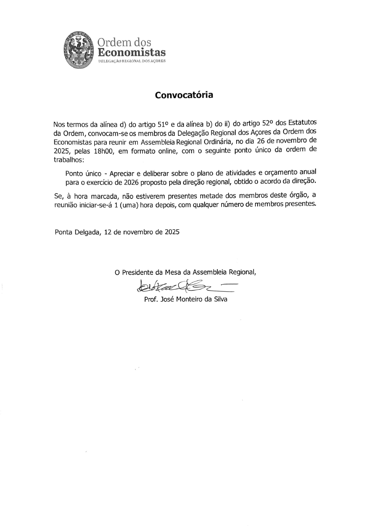 Convocatória DR Açores - Assembleia Regional ...